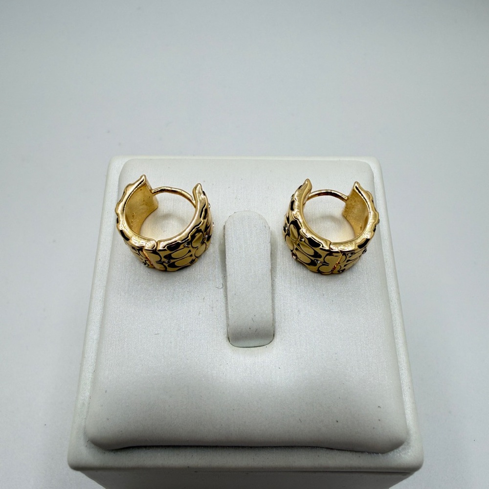 Authentic COACH engraved signature, w/ rhinestones huggie hoop earrings! - Picture 14 of 15